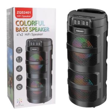 Imagem de ZQS Torre de Som Bluetooth com LED RGB, 2 Alto-falantes de 4 Polegadas, Microfone Karaokê, TWS, USB, Modelo ZQS-2401