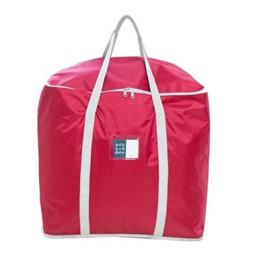 Imagem de QANYEGN Grandes sacos móveis, saco de armazenamento de grandes dimensões, bom rolamento zip design sacola de armazenamento para armazenar colchas, roupas, roupa de cama (Wine Red)