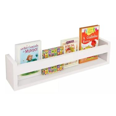 Imagem de Prateleira Montessoriana para Livros em MDF Branco, 60x11,5x10cm, Montagem na Parede, Pré-montado, Estilo Moderno