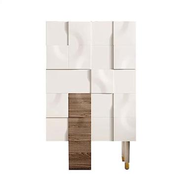 Imagem de Cômodas Cômoda criativa, cômoda para quarto com 5 gavetas, armário de armazenamento madeira luxo para entrada, sofá-cama ao lado da mesa e