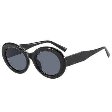 Imagem de Óculos de Sol Oval Punk Feminino Redondo Masculino para Esportes ao Ar Livre, Corrida e Ciclismo, Preto e Cinza