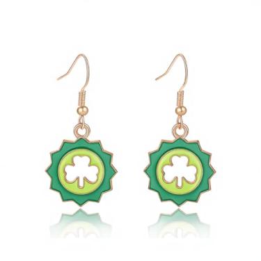 Imagem de Brincos femininos do Dia de São Patrício, trevo da sorte, trevo da sorte, trevo, folha verde, pingente para o dia de São Patrício, acessórios para presentes, Medium, Metal, Sem pedra preciosa