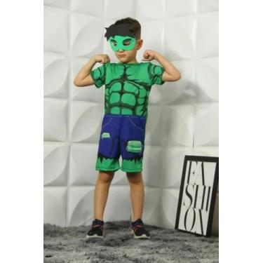 Imagem de Fantasia Infantil Hulk Verde para Carnaval com Máscara - no-brand, 4