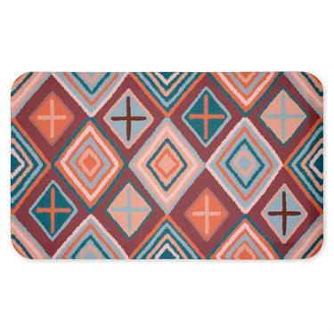 Imagem de Tapete antifadiga com padrões geométricos ousados, tapete ergonômico acolchoado para cozinha e pé com suporte antiderrapante, tapete confortável ecológico, design por Darlene Seale, 76 x 45 cm