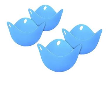 Imagem de Kit 4 Formas para Ovo Poché em Silicone, Azul, Livre de BPA, 9x6x3 cm