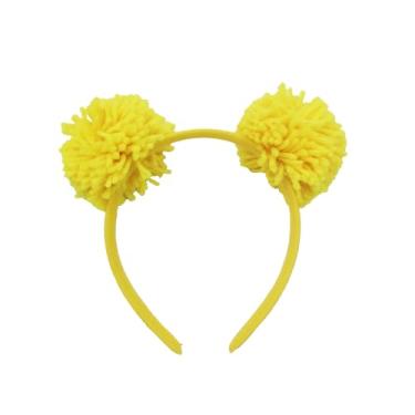 Imagem de VIGUEUR Pompons tiaras de urso com bola de pelúcia para Halloween, amarelo