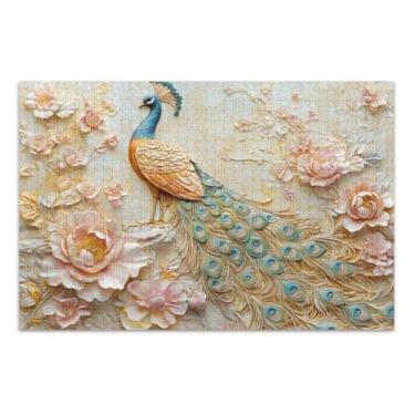 Imagem de Quebra-cabeças engraçados de flor de pavão para adultos, 1000 peças, quebra-cabeças rígidos para adultos, jogos para adultos