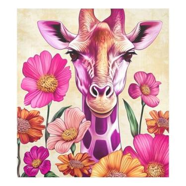 Imagem de Flores de girafa ímãs coloridos para decoração de capa de eletrodoméstico, ímã de geladeira 58 cm L x 66 cm A