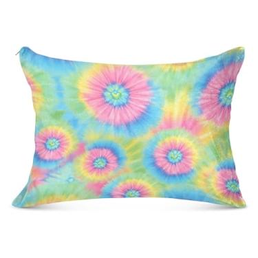 Imagem de Capa de almofada vibrante rosa colorida grande felpuda com zíper longo padrão king queen size fronha para travesseiro para cama de casa sofá, tamanho corporal, 53 cm x 137 cm