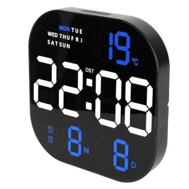 Imagem de Generic Relógio de Parede Eletrônico, Relógio Eletrônico de Tela Grande, Multifuncional, Luminoso, Controle Remoto, Função de Alarme, Usb 5v, para Sala de Estudo (Luz azul de duas cores)