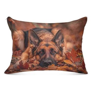 Imagem de Linda fronha decorativa de cão pastor alemão com zíper King Queen tamanho padrão fronhas fofas fronhas de cama básicas, tamanho Queen, 50,8 cm x 76,2 cm