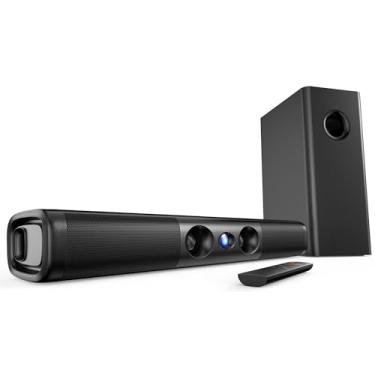 Imagem de RIOWOIS Barra de som para Smart TV, barra de som de 3,1 canais com subwoofer com fio, graves profundos de 100 W, Bluetooth 5.3, conexão TV-ARC/óptica/AUX/Bluetooth, sistema de som surround para TV, PC