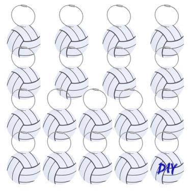 Imagem de WEBEEDY 18 peças de etiquetas de bagagem de vôlei, anel de metal, etiquetas de identificação de viagem, chaveiro de 7 cm para malas, bolsas de viagem, mochilas, presentes de equipe de vôlei