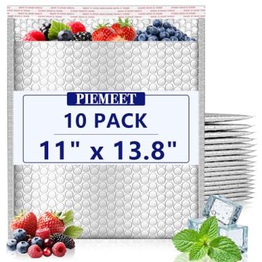 Imagem de PIEMEET Envelope térmico com bolhas de 10 peças, envelopes isolados de folha de 28 x 35 cm, envelopes acolchoados com autovedação, sacos de envio à prova d'água com isolamento frio, envelopes de bolha