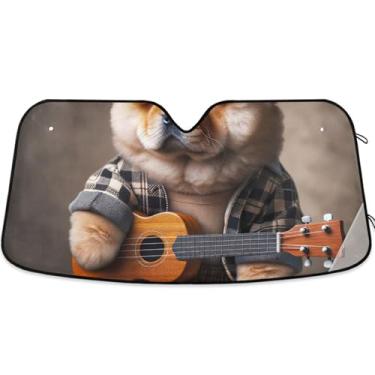 Imagem de Guarda-sol engraçado cachorro Chow Chow Chow para carro para-brisa engraçado personalizado dobrável caminhão carro janela persianas para-brisa frontal retrátil L, 144.8 cm x 80.0 cm