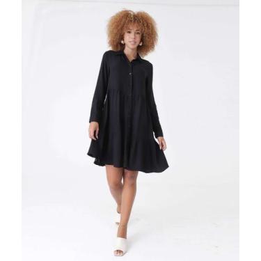 Imagem de Vestido Feminino Chemise Manga Longa Marisa-74598, Preto, P
