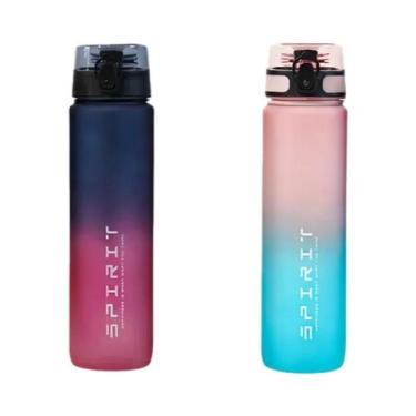 Imagem de Garrafa De Água Esportiva Grande De 1 Litro Com Cores Em Gradiente, Po