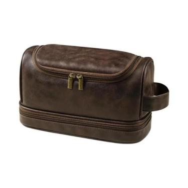 Imagem de Bolsa De Viagem Masculina Em Couro Para Produtos De Higiene Pessoal Gr