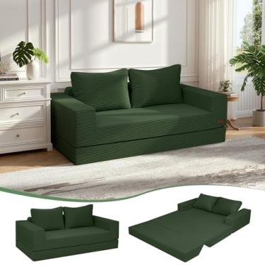 Imagem de COMAX Futon Sofá-cama, cadeira dobrável conversível, sofá dobrável de chão, sofá-cama, verde