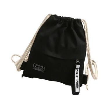 Imagem de Mochila De Lona Unissex Com Cordão, Bolsa Casual Portátil Para Viagens