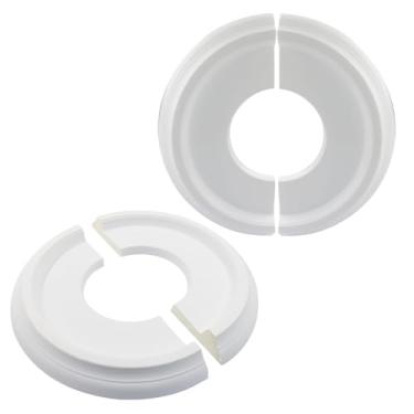 Imagem de Piutouyar Medalhão de teto branco dividido, 2 peças 25,4 cm OD x 10 cm ID PU capas de luz de teto luminárias moldadas em placa medalhões redondos para luminárias e ventiladores de teto medalhão