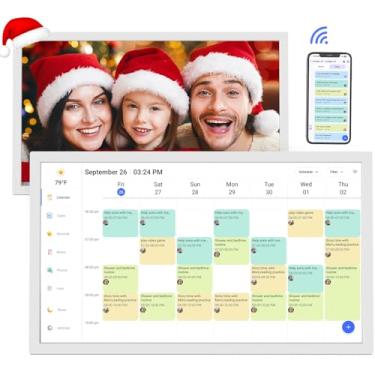 Imagem de Calendário de parede digital de 61 cm - Calendário inteligente com tela sensível ao toque para planejador mensal/semanal da família, bloco de anotações, simplificar a organização doméstica, suporte de