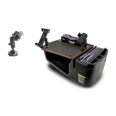 Imagem de AutoExec Mesa de carro Efficiency FileMaster para sua estação de trabalho de veículo e escritório móvel, mogno, com suporte para telefone, suporte para tablet e suporte de telefone com sucção