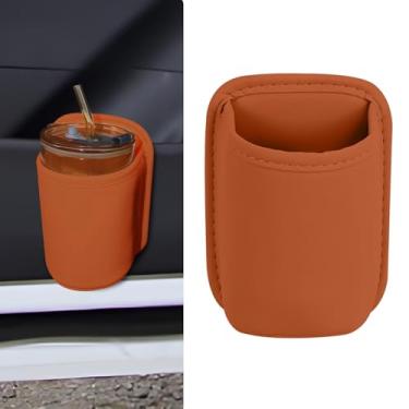 Imagem de Wuyaoyao Suporte de copo grande para porta de carro, suporte de copo de couro com clipe para porta de carros e bolso do banco traseiro, organizador de armazenamento extra para garrafa de água de