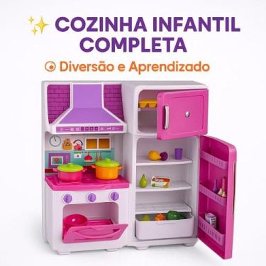 Imagem de Cozinha de Brinquedo Infantil com Fogão Geladeira Coifa e muitos Acess