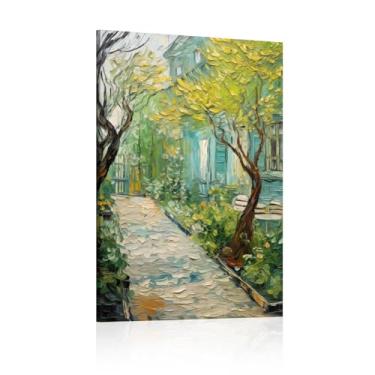 Imagem de Arte de parede obras de arte modernas para decoração de casa impressões em tela paisagístico quintal pátio plantas de jardim imagens para decoração de sala de estar - (85 x 120 cm) 33 x 47 polegadas