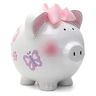 Imagem de Cofrinho de cerâmica para meninas, cofrinho de borboleta infantil, decoração de casa