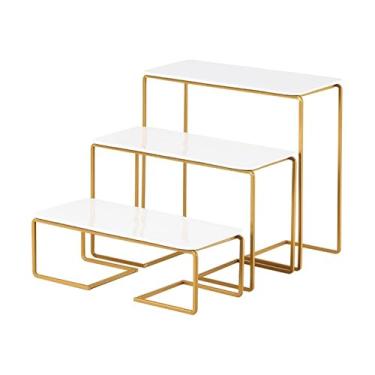 Imagem de Bandeja de servir de polipropileno de 30,5 cm com suporte dobrável e resistente, pratos e travessas para Ação de Graças, Natal, entretenimento, ouro,