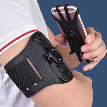 Imagem de 1 braçadeira de corrida com suporte de braço para smartphone, rotação de 360 graus, ajustável, respirável e confortável, braçadeira de corrida multifuncional unissex