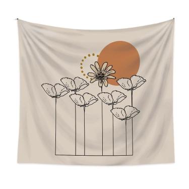 Imagem de Tapeçaria Floweral Sun Wall, microtecido, 150x130cm, decoração de quarto