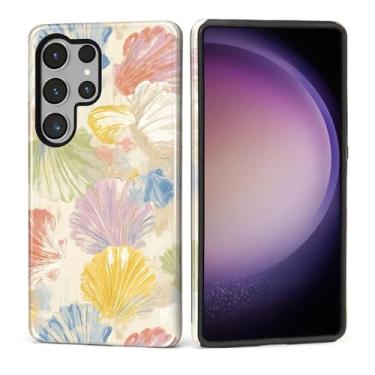 Imagem de Akinmi Capa para Samsung Galaxy S25 Ultra, capa protetora dupla de silicone macio para Samsung Galaxy S25 Ultra-Watercolor Dream Seashells Design