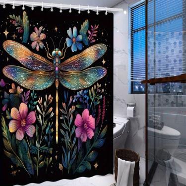 Imagem de Cortina de chuveiro Sparkling Dragonfly Poliéster 180x200cm