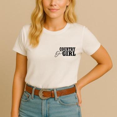 Imagem de Camiseta Agodão Feminina Estamp Country Girl Letreiro Modinha Jovem Fe