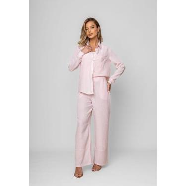 Imagem de Calça Pantalona Alfaiataria Listrada Rosa Salvatore, M