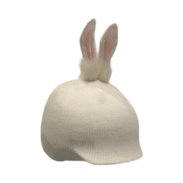 Imagem de oshhni Capa para capacete de esqui, acessório de inverno encantador, decorativo, quente e divertido, em tricô, ideal para esquiar, andar de skate ou, Orelha de Coelho Branca