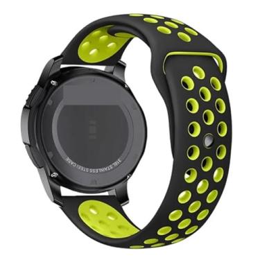 Imagem de XNWKF Pulseira de silicone para Galaxy Watch 3 de 20 mm e 22 mm de 45 mm/42 mm/Active-2 Gear S3 Frontier para Huawei GT/2/2e de 46 mm (pulseira preta e amarela, pulseira de relógio de 20 mm)