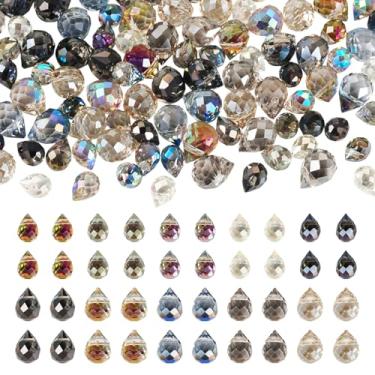 Imagem de 100 peças, 2 estilos, contas de vidro galvanizadas transparentes, facetadas, gota, topo perfurado para colar, pulseira, brinco, faça você mesmo