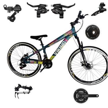 Imagem de Bicicleta 26 VikingX T25 24v Index Freeride Shimano Cubo k7 Pneu Slick Fino FX 1.50-Unissex
