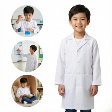 Imagem de Jaleco Infantil Branco para Feira de Ciências e Laboratório Escolar Ta