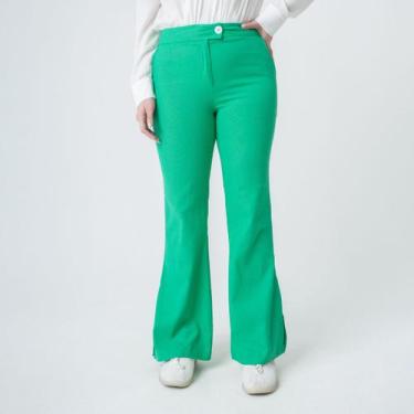 Imagem de Calça susie flare fenda feminina - Susie Modas, Verde, P, 10 unidades