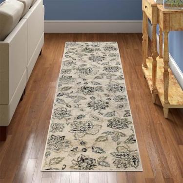 Imagem de SUPERIOR Jacobean Modern Farmhouse Tapete ou corredor de polipropileno floral com fundo de juta, 6 x 30 cm, multicolorido