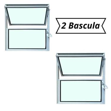 Imagem de Janela Basculante vitro aluminio 40x40 CM KIT com 2 - Aluminio naciona