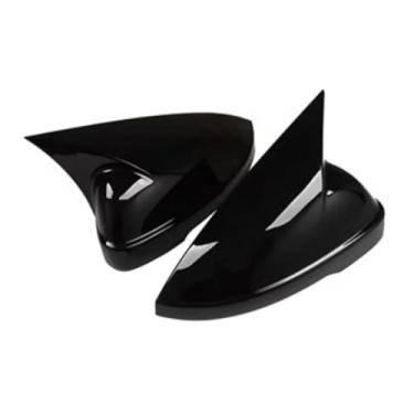 Imagem de Retrovisor do carro espelho lateral capa chifre asa tampa exterior porta traseira caso guarnição adesivo compatível com vw lavida/passat/lamandol 2019-2025(Gloss Black Model A)