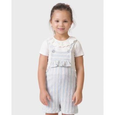 Imagem de Conjunto blusa salopete verão moderno estiloso confortável - Azul e Rosa - Menina 1 a 4 anos-Feminino