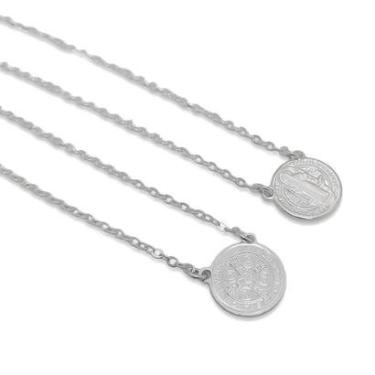 Imagem de Escapulário São Bento Medalha Banhado Prata Semijoia-Unissex