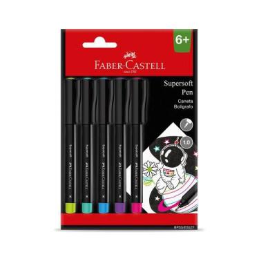 Imagem de Caneta Super Soft Pen Ponta Porosa 1.0mm 5 Cores Faber Castell